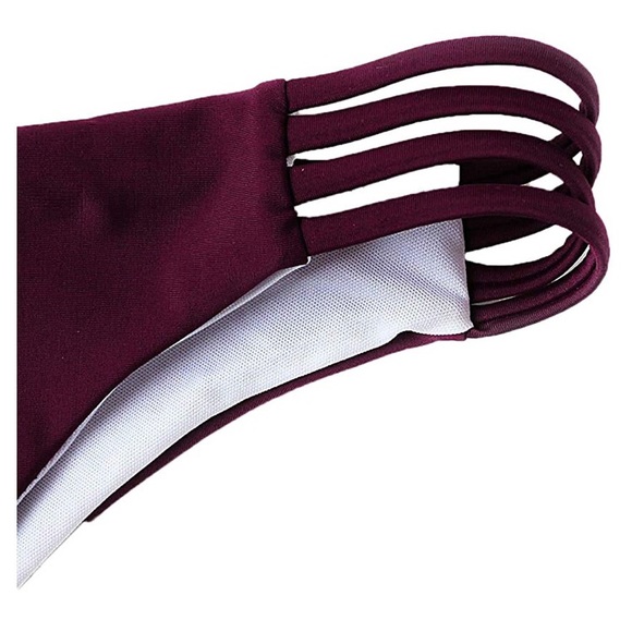 Burgandy strappy two piece swimsuit - Picture 3 of 3